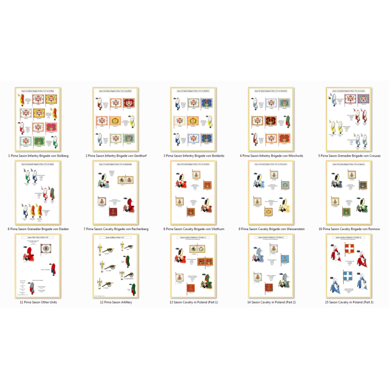 Saxe - Armée en 1756 - Uniformes et Drapeaux