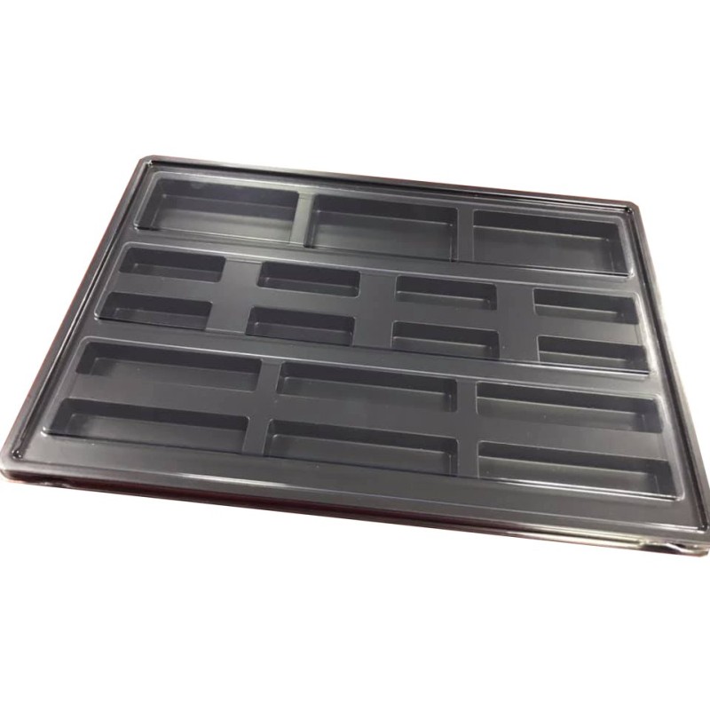 5 Black countertrays with transparent lid for 5/8" (15mm) counters