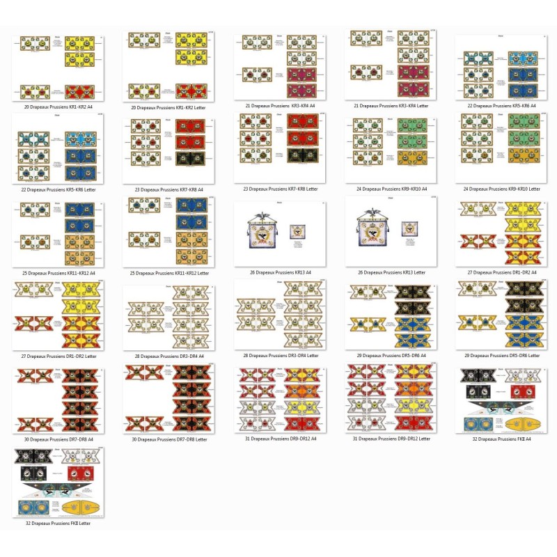 Armée Prussienne - Cavalerie: Drapeaux à Imprimer (13 planches)