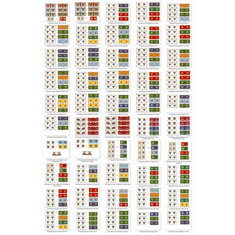 Armée Russe: Drapeaux à Imprimer (25 planches)