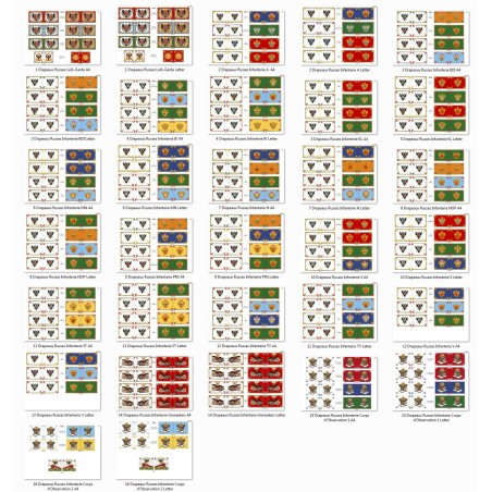 Armée Russe - Infanterie: Drapeaux à Imprimer (16 planches)