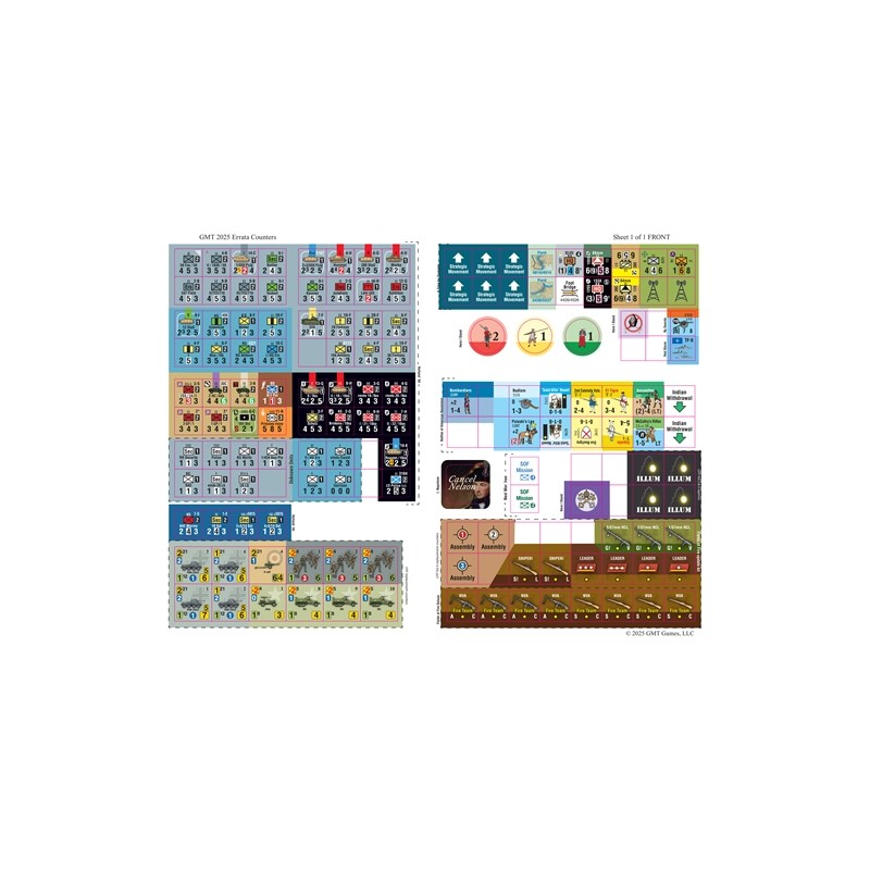 2025 Errata/Replacement Counters (GMT Games)